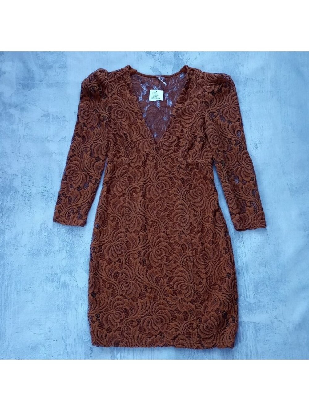 FREE PEOPLE Bronze Crochet Knit Dress